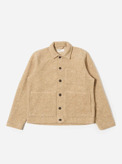 UNIVERSAL WORKS UNIFORM JACKET WOOL FLEECE - FAWN