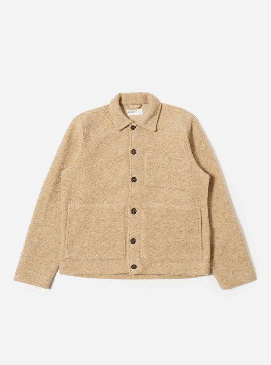 UNIVERSAL WORKS UNIFORM JACKET WOOL FLEECE - FAWN
