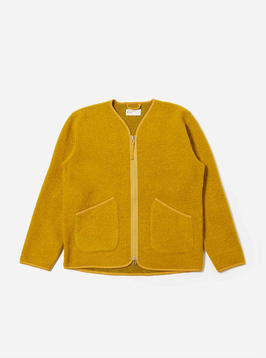 UNIVERSAL WORKS ZIP LINER JACKET FLEECE - YELLOW
