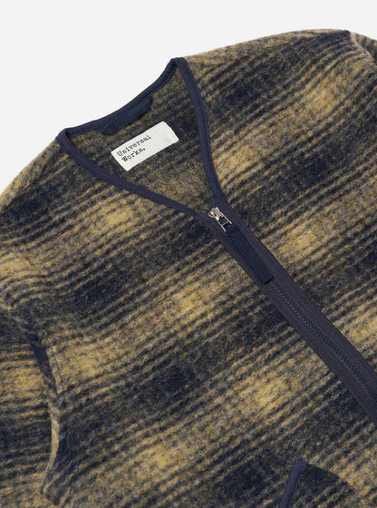 UNIVERSAL WORKS ZIP LINER JACKET UIST FLEECE - NAVY