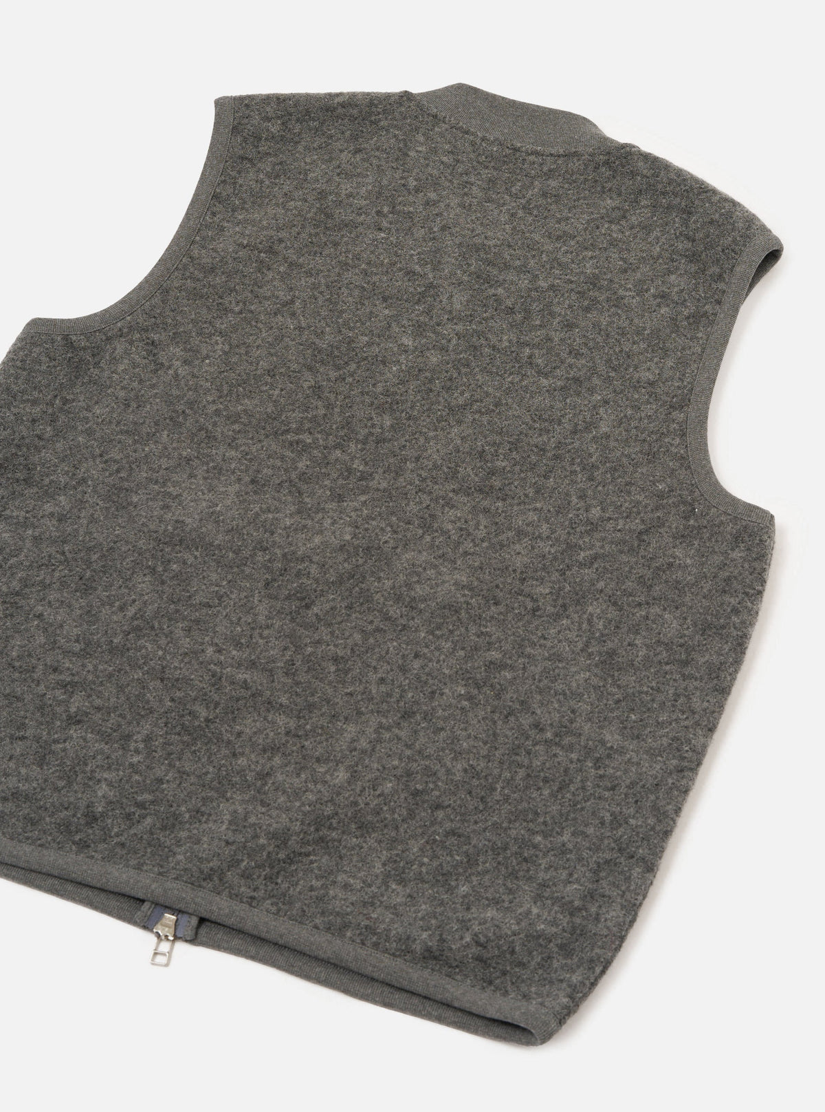 UNIVERSAL WORKS ZIP WAISTCOAT WOOL FLEECE - GREY MARL