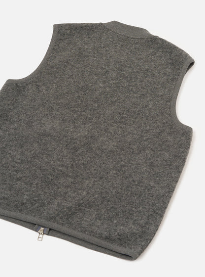 UNIVERSAL WORKS ZIP WAISTCOAT WOOL FLEECE - GREY MARL