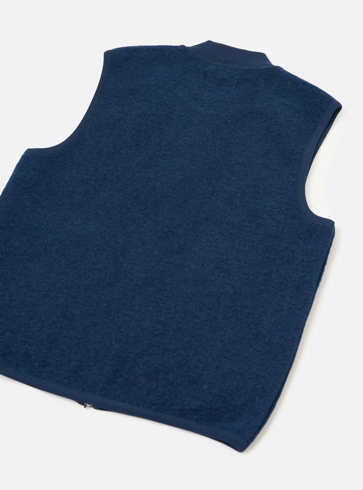 UNIVERSAL WORKS ZIP WAISTCOAT WOOL FLEECE - INDIGO