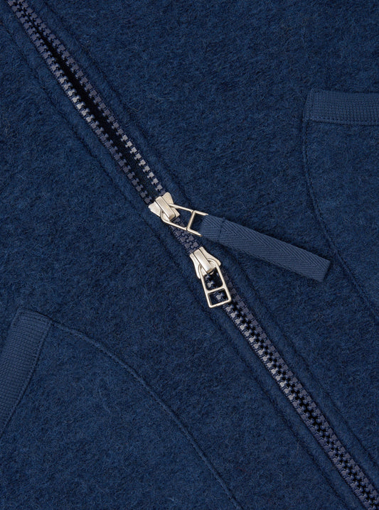 UNIVERSAL WORKS ZIP WAISTCOAT WOOL FLEECE - INDIGO
