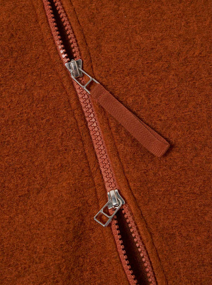 UNIVERSAL WORKS ZIP WAISTCOAT WOOL FLEECE - RUST