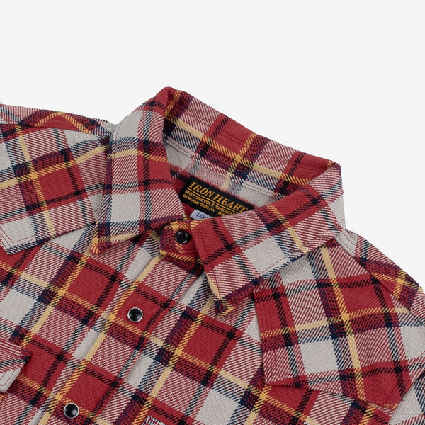 IRON HEART IHSH-340 ULTRA HEAVY FLANNEL CLASSIC CHECK WESTERN SHIRT - RED