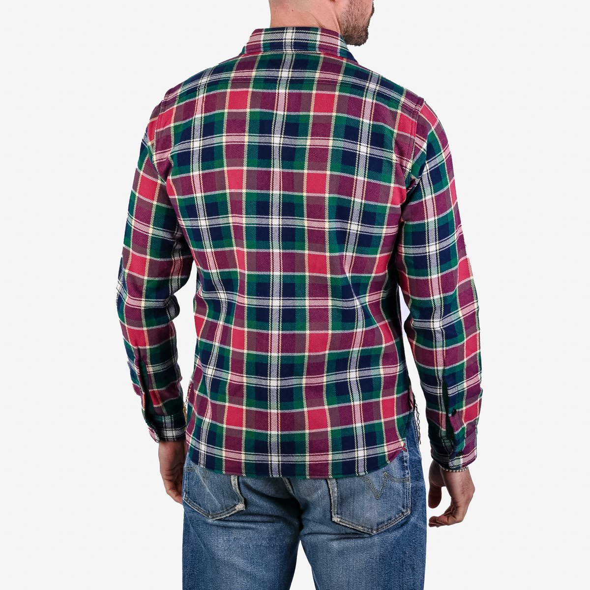 IRON HEART IHSH-342-NAV ULTRA HEAVY FLANNEL CRAZY CHECK WORK SHIRT - NAVY