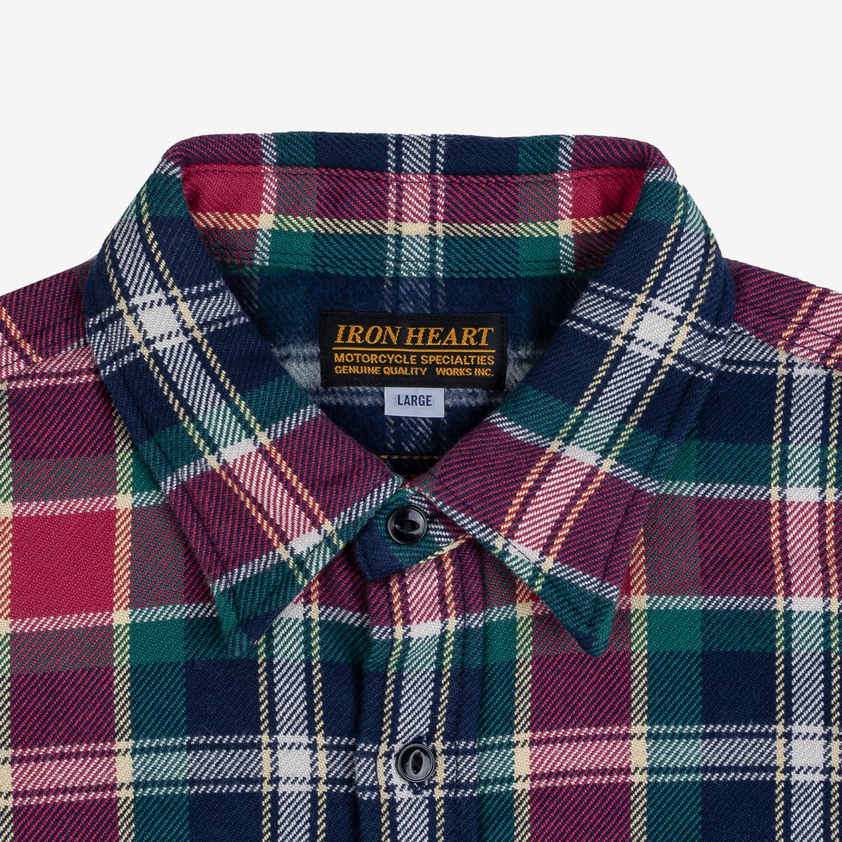 IRON HEART IHSH-342-NAV ULTRA HEAVY FLANNEL CRAZY CHECK WORK SHIRT - NAVY