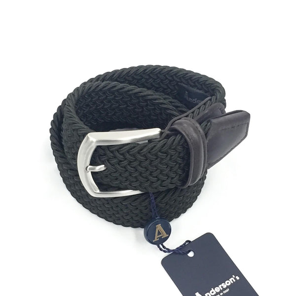 ANDERSON'S CLASSIC WOVEN ELASTIC BELT - OLIVE / BROWN