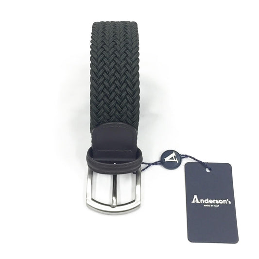ANDERSON'S CLASSIC WOVEN ELASTIC BELT - OLIVE / BROWN