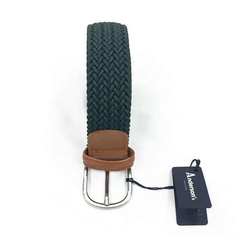 ANDERSON'S CLASSIC WOVEN ELASTIC BELT - GREEN / CAMEL