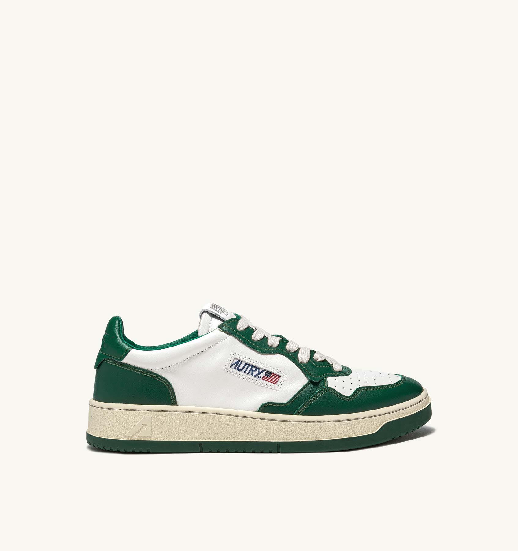 AUTRY MEDALIST LOW LEATHER BICOLOR - WHITE / GREEN