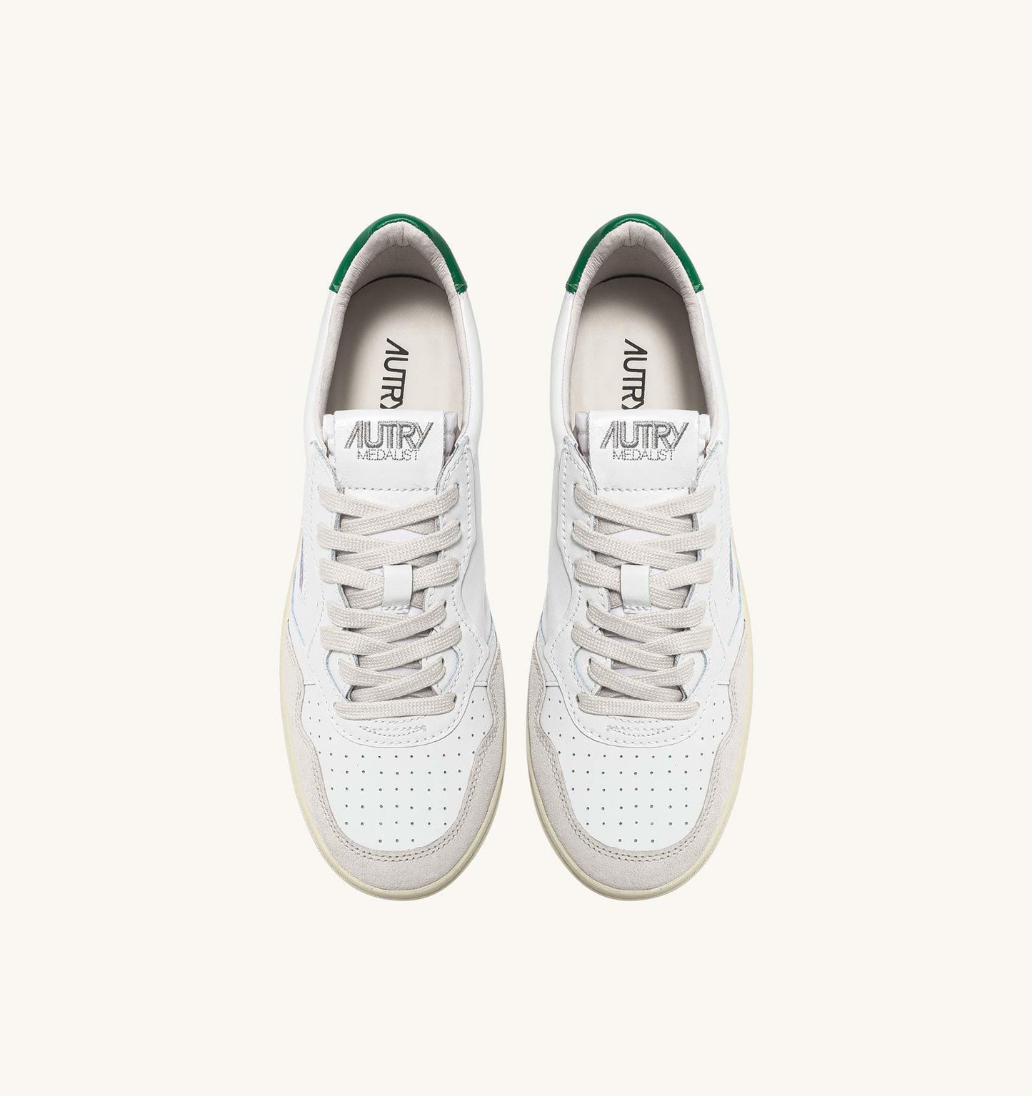 AUTRY MEDALIST LOW LEATHER SUEDE - WHITE / AMAZON