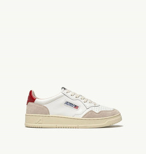AUTRY MEDALIST LOW LEATHER SUEDE - WHITE / RED