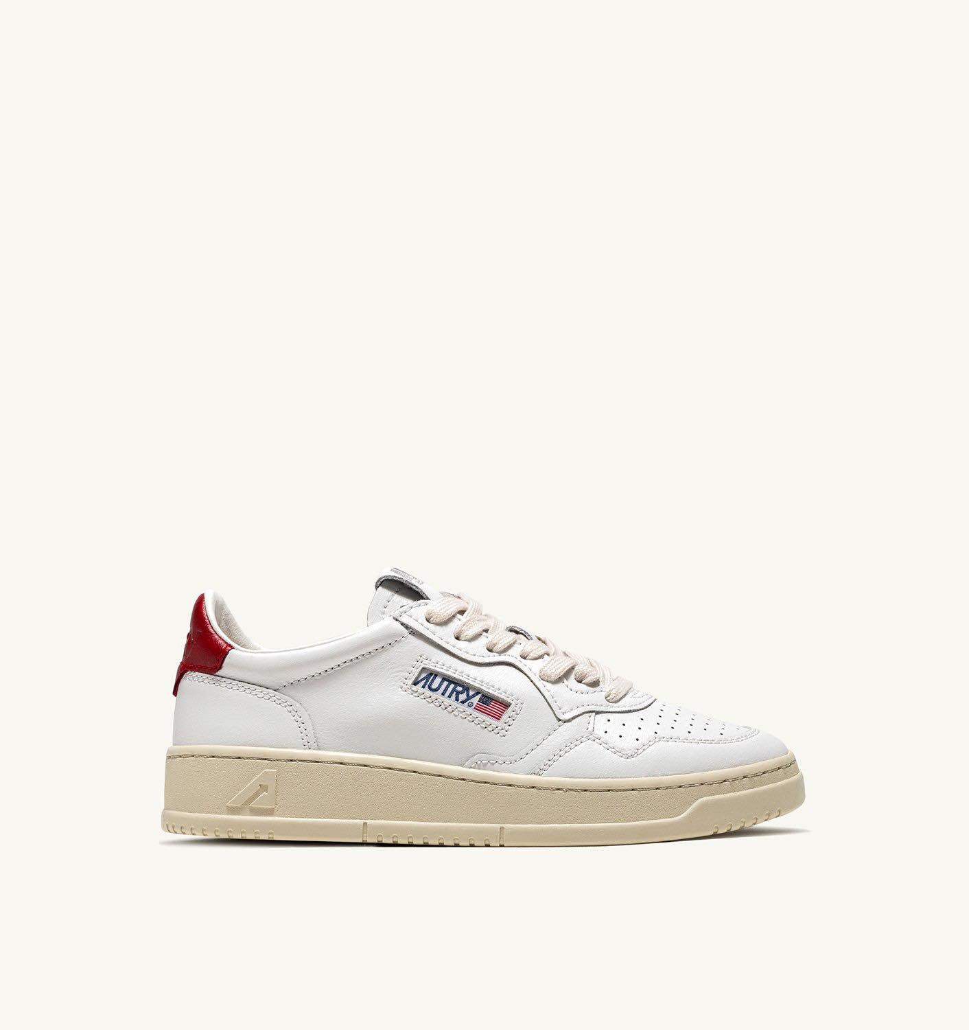 AUTRY MEDALIST LOW LEATHER - WHITE / RED