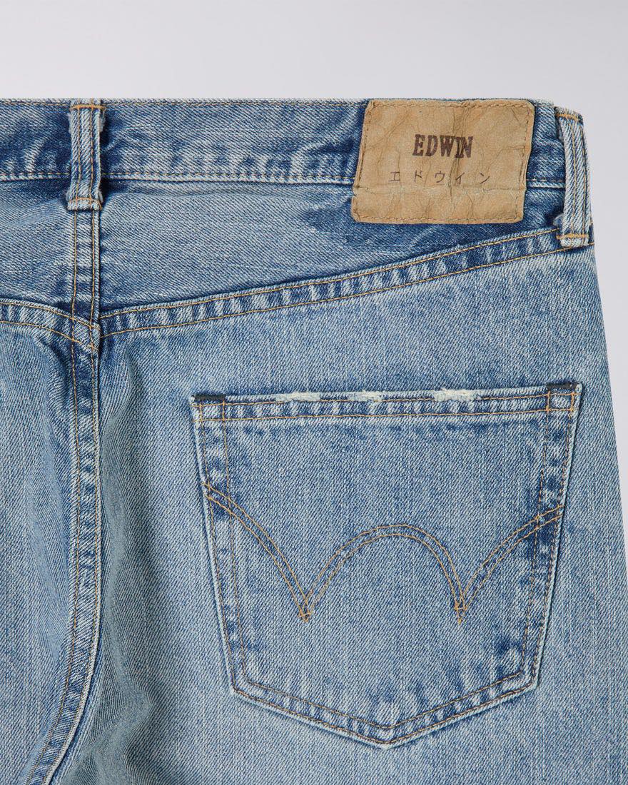 EDWIN REGULAR TAPERED JEANS KURABO RED SELVEDGE 14 OZ RECYCLE INDIGO DENIM - BLUE LIGHT USED