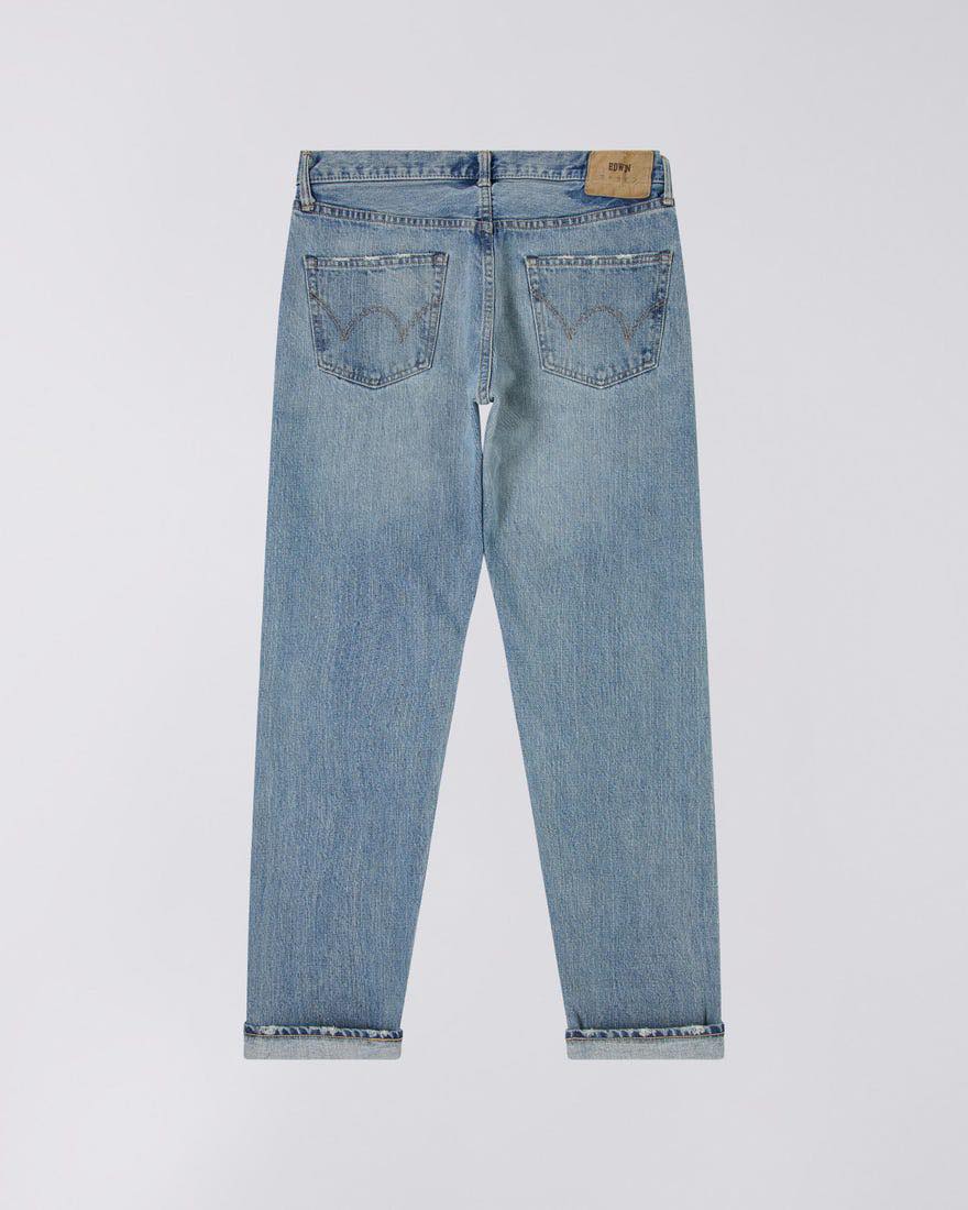 EDWIN REGULAR TAPERED JEANS KURABO RED SELVEDGE 14 OZ RECYCLE INDIGO DENIM - BLUE LIGHT USED