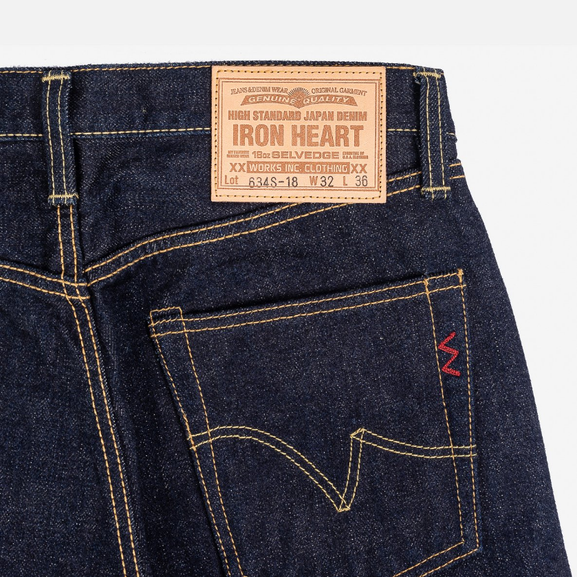 IRON HEART IH-634S-18 OZ VINTAGE SELVEDGE DENIM STRAIGHT CUT JEANS - INDIGO