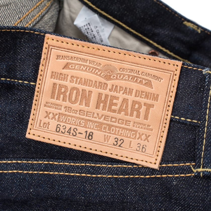 IRON HEART IH-634S-18 OZ VINTAGE SELVEDGE DENIM STRAIGHT CUT JEANS - INDIGO