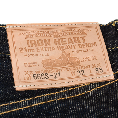 IRON HEART IH-666S-21 OZ SLIM STRAIGHT CUT JEANS - INDIGO