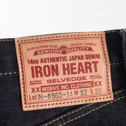 IRON HEART IH-666S-142 14 OZ SLIM STRAIGHT CUT JEANS - INDIGO