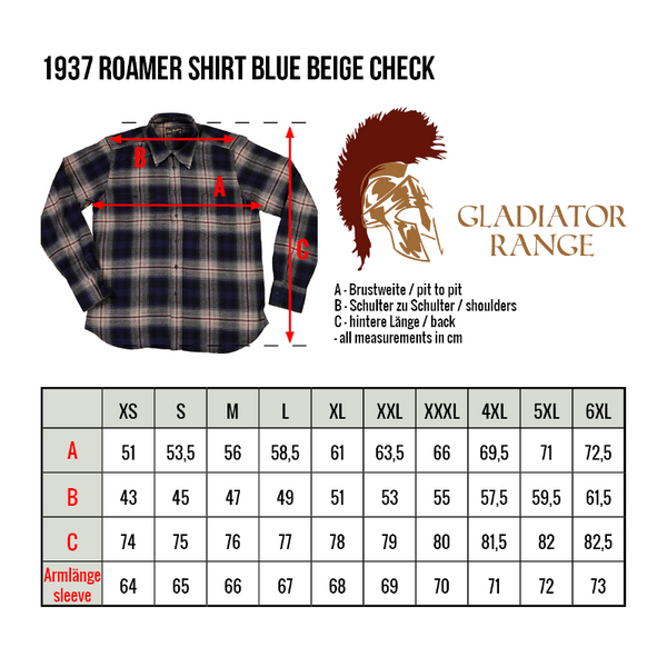 PIKE BROTHERS 1937 ROAMER SHIRT CHECK FLANNEL - BLUE BEIGE