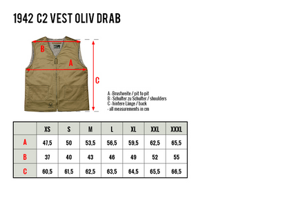 PIKE BROTHERS 1942 C2 VEST - OLIVE DRAB