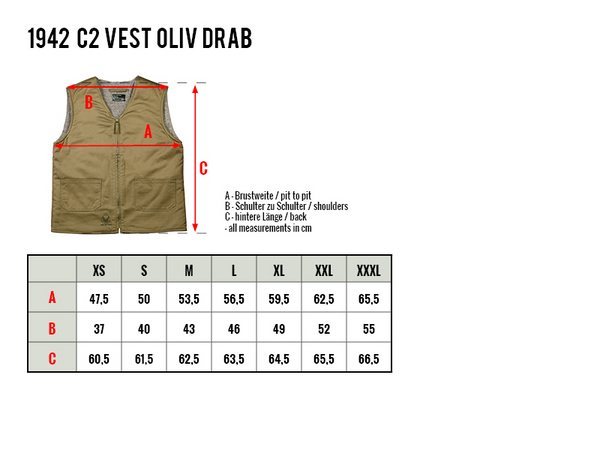 PIKE BROTHERS 1948 C2 VEST - OLIVE DRAB