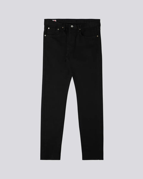 EDWIN SLIM TAPERED KAIHARA BLACK X BLACK STRETCH DENIM - BLACK RINSE