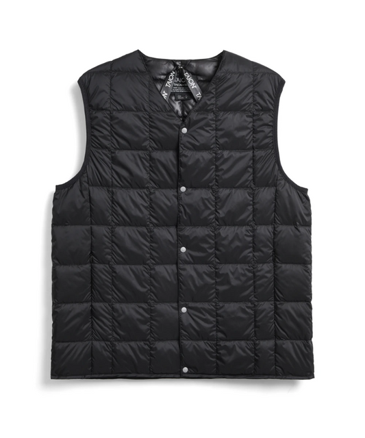 TAION V-NECK BUTTON DOWN VEST - BLACK