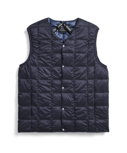 TAION V-NECK BUTTON DOWN VEST - NAVY