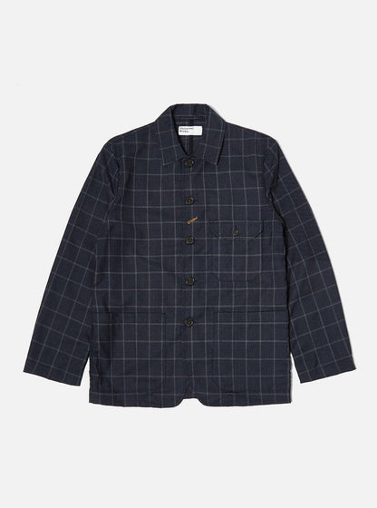 UNIVERSAL WORKS NORFOLK BAKERS JACKET FINE WOOL CHECK - NAVY