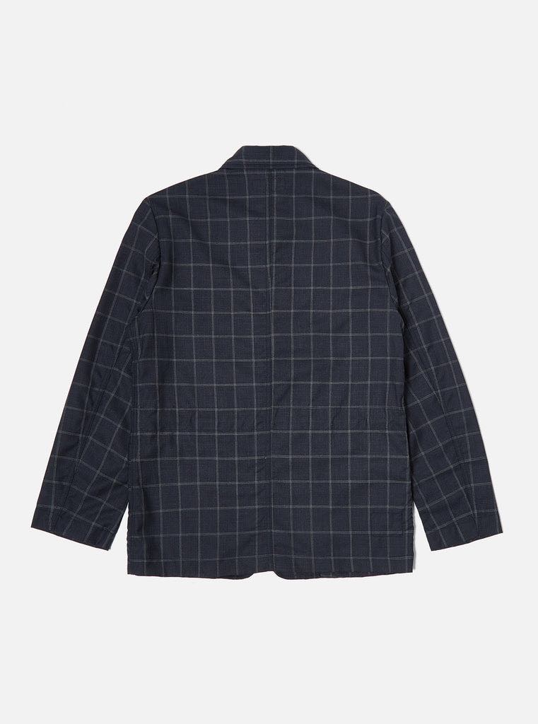 UNIVERSAL WORKS NORFOLK BAKERS JACKET FINE WOOL CHECK - NAVY