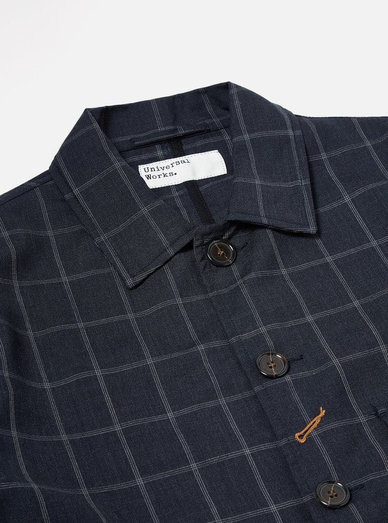 UNIVERSAL WORKS NORFOLK BAKERS JACKET FINE WOOL CHECK - NAVY