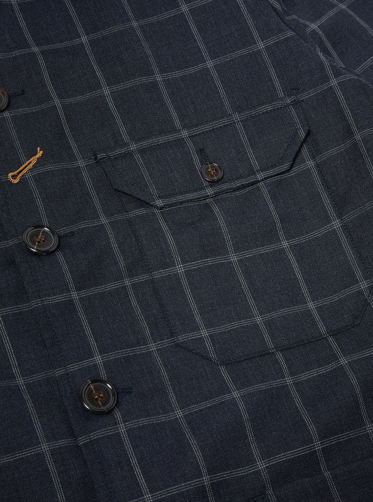 UNIVERSAL WORKS NORFOLK BAKERS JACKET FINE WOOL CHECK - NAVY