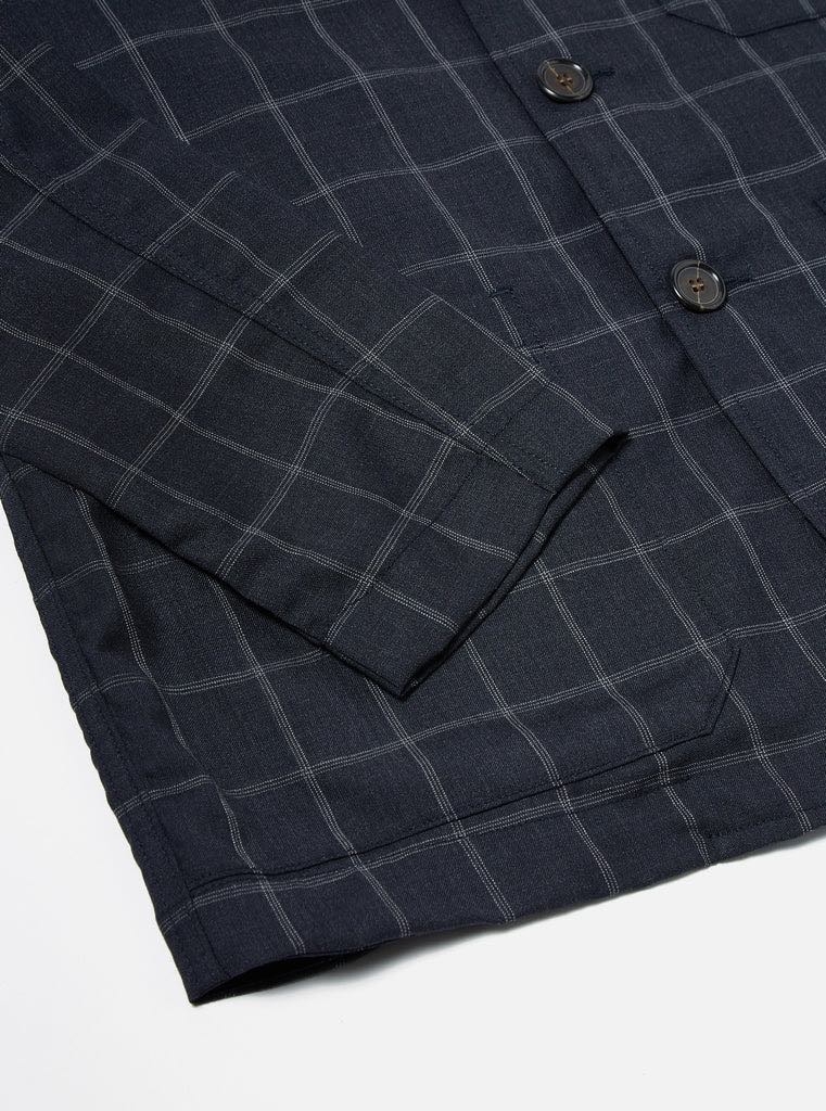 UNIVERSAL WORKS NORFOLK BAKERS JACKET FINE WOOL CHECK - NAVY