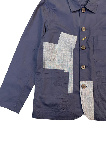 UNIVERSAL WORKS PATCHED BAKERS JACKET TWILL / CHAMBRAY - NAVY