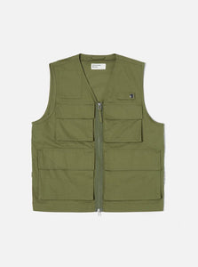 UNIVERSAL WORKS PHOTOGRAPHERS GILET FINE TWILL - OLIVE